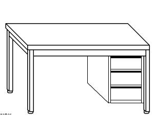 TL5027 mesa de trabajo en acero inoxidable AISI 304, cajón de la derecha 150x60x85